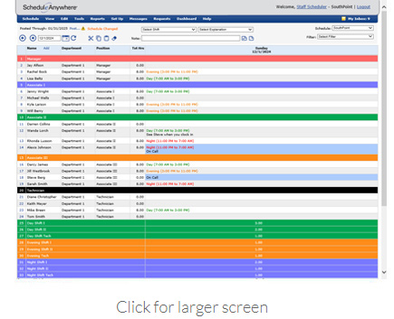 Use different views when scheduling staff