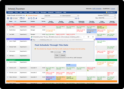 Reduce or eliminate missed shifts entirely with ScheduleAnywhere web-based shift scheduling software.