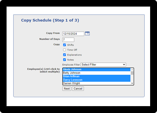ScheduleAnywhere makes handling repeating work patterns and schedules simple with fast duplication or copy and paste.