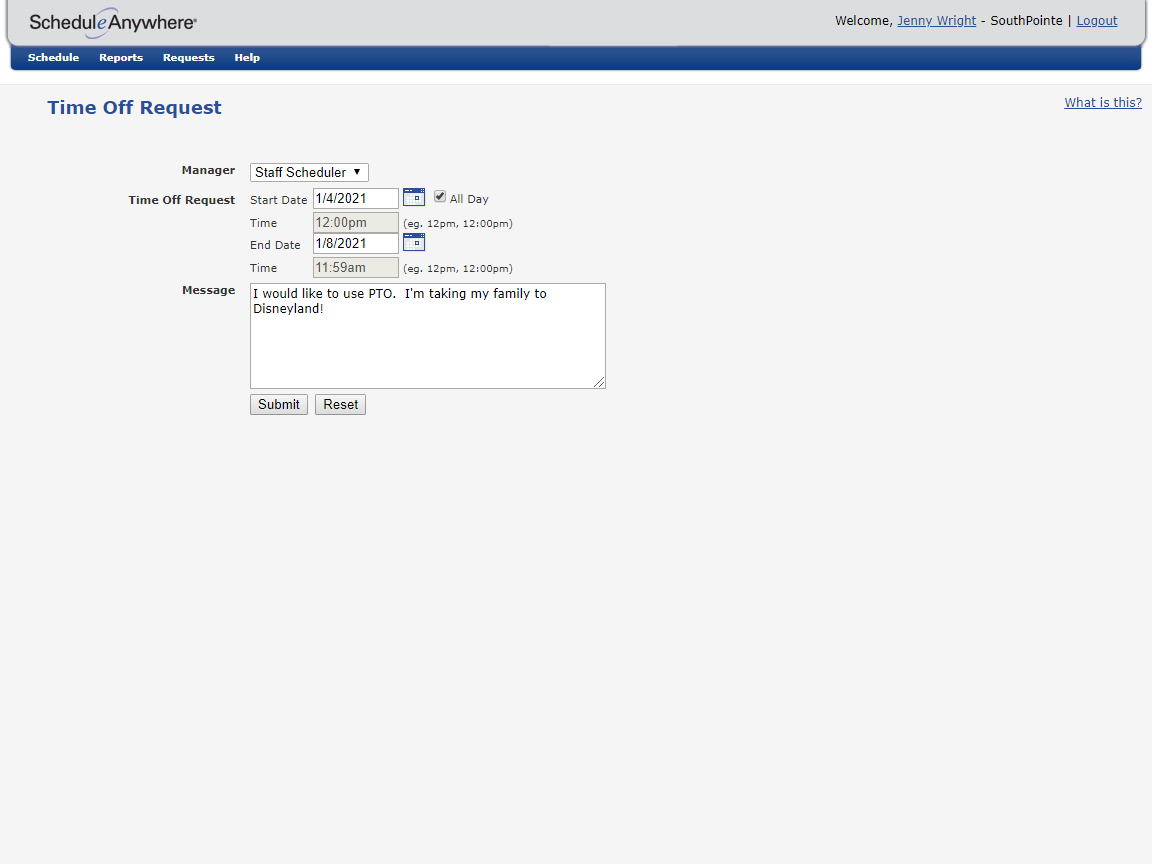 employees access schedules time off and requests online