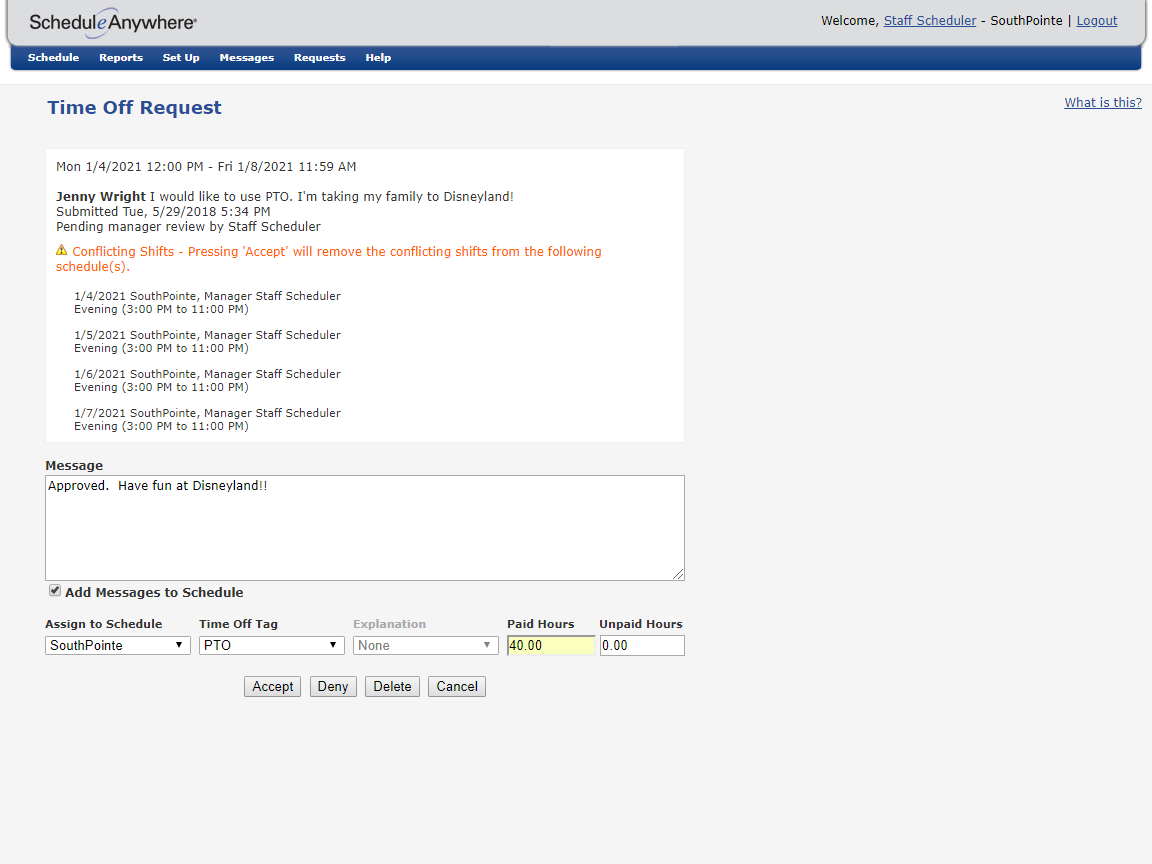 employees access schedules time off and requests online online work schedule