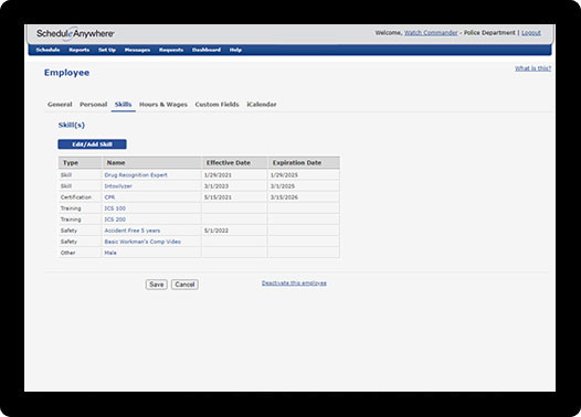 Your employees need to stay up to speed. Track their certifications, skills and training with automated alerts.