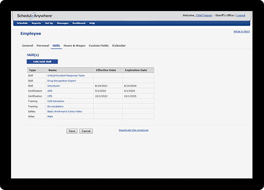 Certifications. Skills. Training. Track them all with the ScheduleAnywhere program and mobile app.