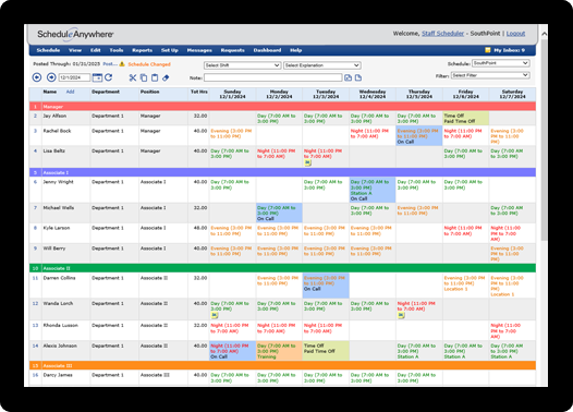 The easy-to-read and easy-to-use ScheduleAnywhere interface simplifies online shift scheduling.