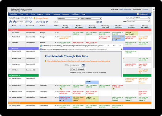 Keep shift and staff schedules up to date and promptly notify employees of updates.