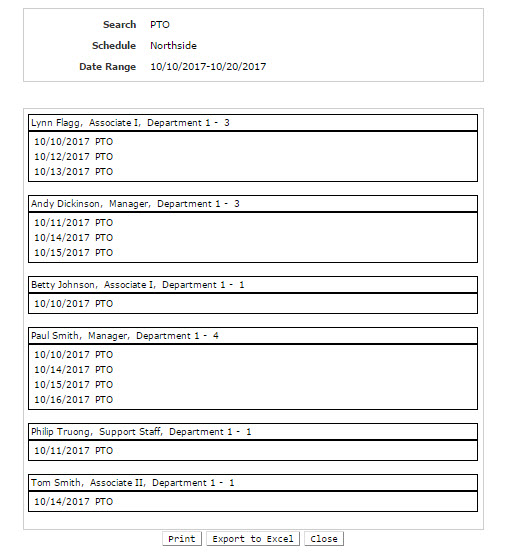 staff schedules
