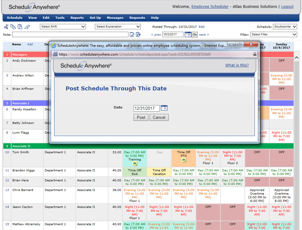 Post Work Schedules Online for Employee Viewing ScheduleAnywhere
